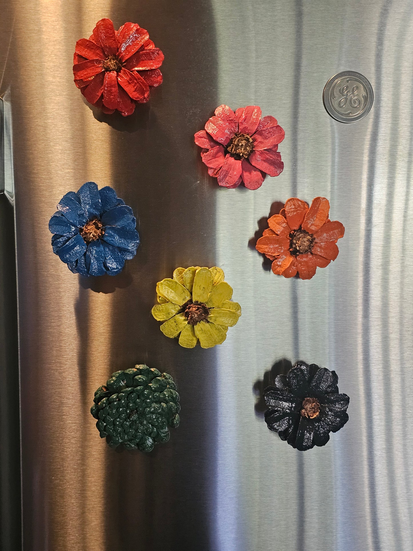 Natural Pinecone Flower Magnets